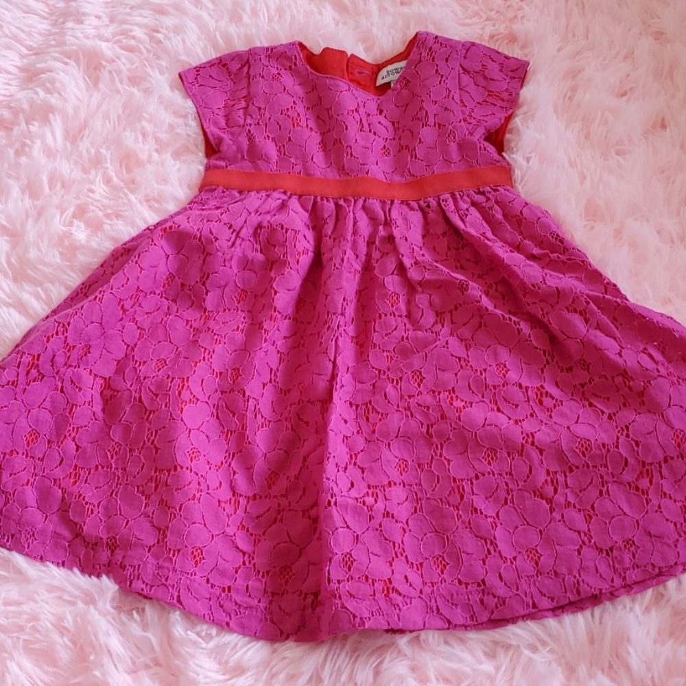 9-12m adorable pink dress w/red accents + Freebie